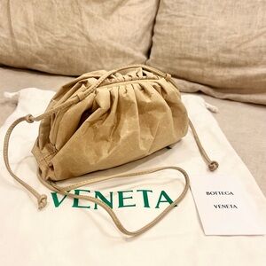 $2490 Bottega Veneta Kraft Lambskin Mini Pouch Crossbody Bag